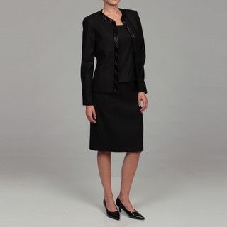 Kasper Womens Black Three piece Beaded Skirt Suit