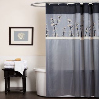 Lush Decor Cocoa Flower Grey/ Black Shower Curtain