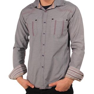 191 Unlimited Mens Grey Button down Shirt