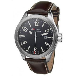 Golana Swiss Mens Terra Pro 100 Brown Leather Strap Watch