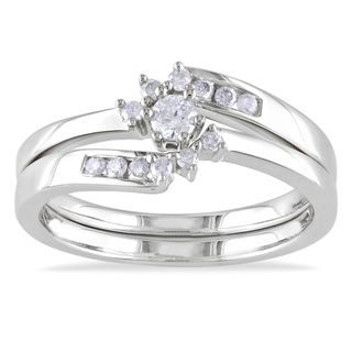 Miadora Sterling Silver 1/4ct TDW Diamond Bridal Ring Set