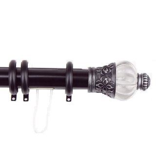 Rod w/ Rings Majestic Finial 84   156 inch   Black: Home & Kitchen