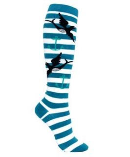 Sparrow and Anchors Blue Striped Knee Socks LFSK535