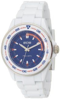 EOS New York Mens 161LWHTBLU Plastic White Band Watch Watches