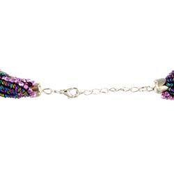 Silvertone Braided Multicolor Beaded Necklace