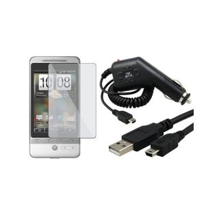 Eforcity USB Cable/ Car Charger/ LCD Guard for HTC Hero GSM