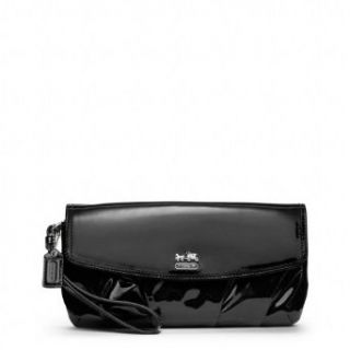 Coach Madison Patent Leather Flap Clutch Purse Black 48554
