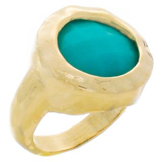 NEXTE Jewelry Goldtone Aqua Blue Faux Stone Ring