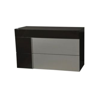 Grey commode 3 tiroirs avec casier, coloris laqué foncé   Dimensions