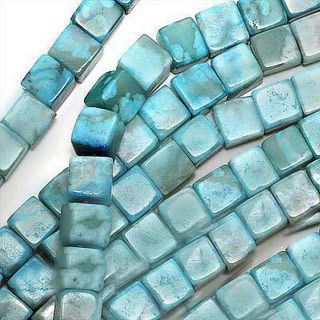 Turquoise colored Jasper 4 mm Square Cube Beads (100)