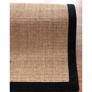 Handmade Eco Natural Fiber Black Cotton Border Sisal Rug (8 x 10