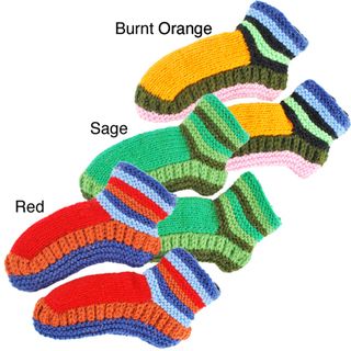 Hand knit Adult Tri Color Booties (Nepal)