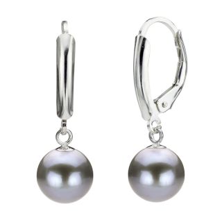 grey round fw pearl leverback earrings 6 7 mm msrp $ 106 72 today $ 28