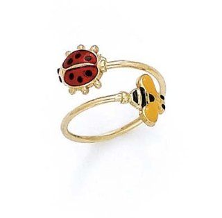 14k Bee and Ladybug Enamel Toe Ring   JewelryWeb Jewelry