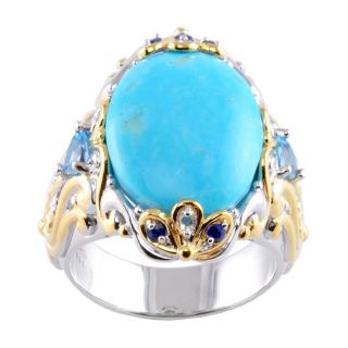 Michael Valitutti Two tone Turquoise, Swiss Blue Topaz and Sapphire