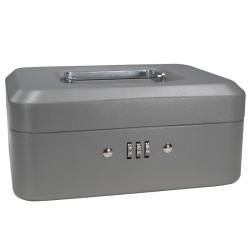 Multipurpose Eight inch Gray Steel Cash Box with Combination Lock