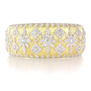 Diamond 18k Two Tone Gold Bangle Bracelet: Jewelry
