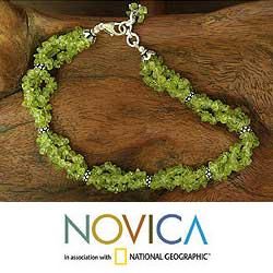 Sterling Silver Song of Summer Peridot Anklet (India)
