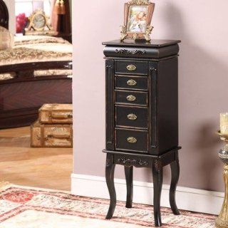 Morrel Six Drawer Jewelry Armoire in Distressed Black