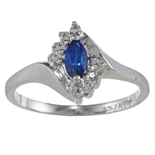 Sterling Essentials Silver Marquise cut Blue Cubic Zirconia Ring Today