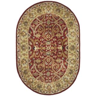 Handmade Heritage Treasures Red/ Gold Wool Rug (76 x 96 Oval) Today
