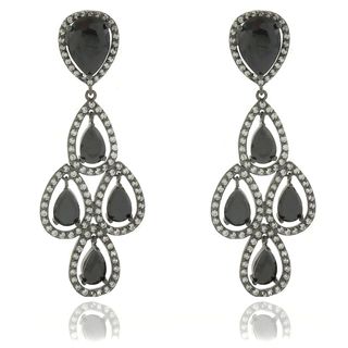Silver Overlay Black and White Cubic Zirconia Dangle Chandelier