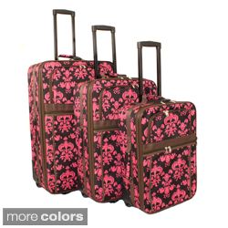 World Traveler Damask Expandable 3 piece Upright Luggage Set Today $