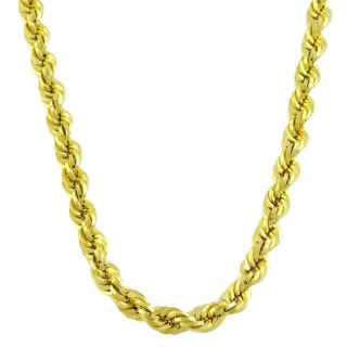 10k Yellow Gold 24 inch Diamond cut Semi solid Rope Chain (5 mm