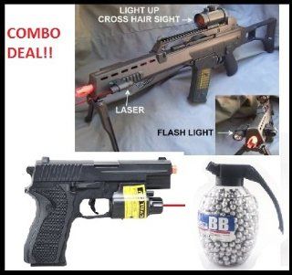 180 FPS Airsoft Pistol Flashlight, Laser + 800 Count Grenade BBs