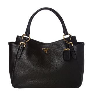 Prada Grainy Leather Tote With Buckle Detail
