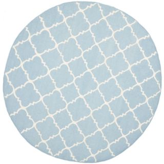 Moroccan Light Blue/ Ivory Dhurrie Wool Rug (6 Round) MSRP $432.00