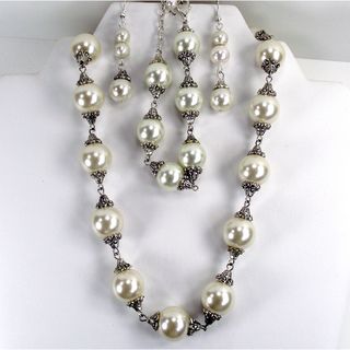 Cream Glass Pearl Wedding Jewelry Set