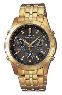 Casio Mens Wave Ceptor Solar Power Goldtone Watch