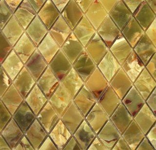 Green Onyx Polished DIAMOND Mosaic Tiles Meshed on 12 X 12 Tiles for