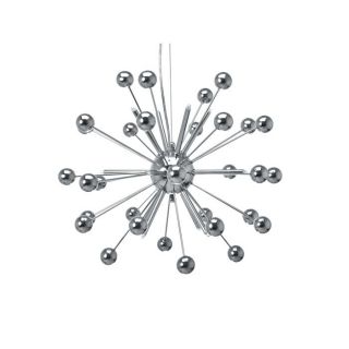 Suspension Sputnik avec 12 LEDs chrome   Forme cylindrique   Diamètre
