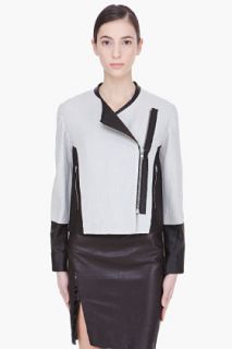 Helmut Lang Grey Jacquard And Leather Jacket for women