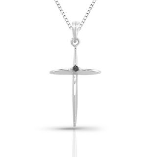 10k White Gold Diamond Accent Black Diamond Cross Necklace