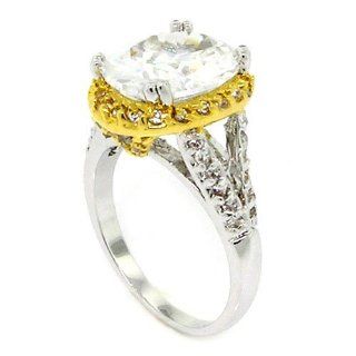 Vintage Royal Engagement Ring w/White CZs: Alljoy: Jewelry