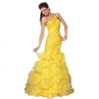GEORGE BRIDE Yellow Ball Gown One Shoulder Floor Length