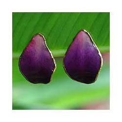 Goldplated Natural Orchid Purple Tears Earrings (Thailand) Today $