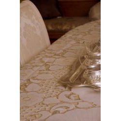 Two Tone French Floral Lace Tablecloth 72 x 126 inch