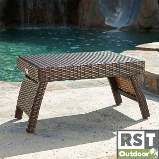 Outdoor Espresso Rattan Lounger Side Table