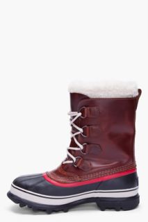 Sorel Burgundy Leather Caribou Boots for men