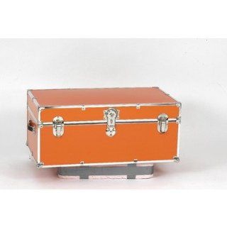Small Steel Trunk Color Orange, Style With Wheels and