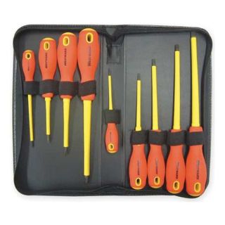 Westward 1YXN6 Insulated Combo Screwdriver Set, 9 Pc