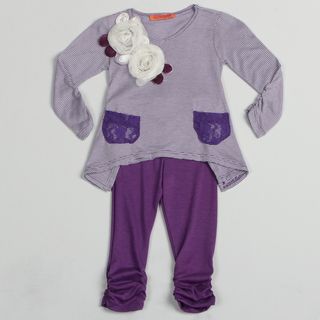 Funkyberry Childrens Purple Striped Top and Solid Legging Set