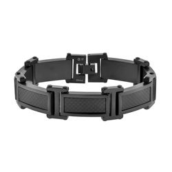 Black Ion plated Stainless Steel Carbon Fiber Link Bracelet Today: $41