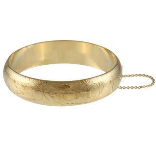 Sterling Essentials 14K Gold over Silver Engraved Bracelet (15mm