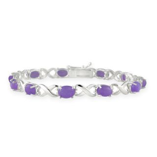 Glitzy Rocks Sterling Silver X and O Lavender Jade Bracelet Today $51