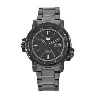 Seiko Mens SNZJ67 Seiko 5 Stainless Steel Black Dial Watch Watches